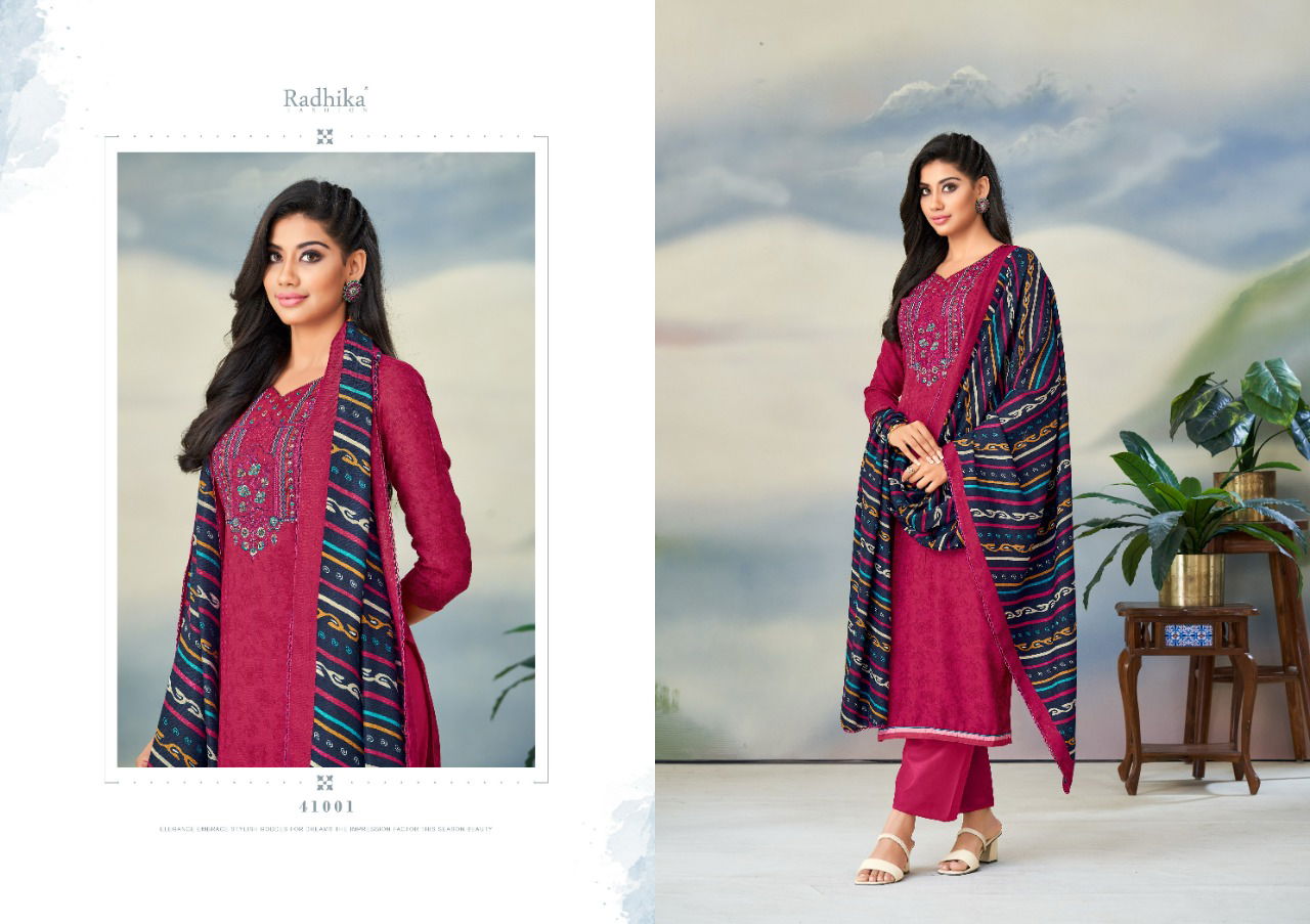 Sumyra Gulnaz Pashmina Printed Dress Material Catalog